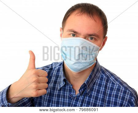 Man is in medical mask.