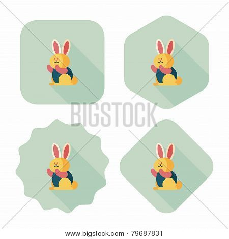 Rabbit Flat Icon With Long Shadow,eps 10