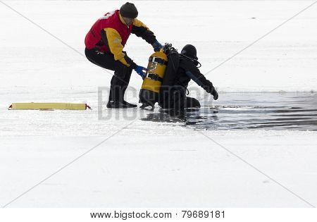 Diver Ice Cold Water