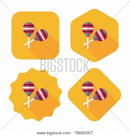 Wooden Rattle Flat Icon With Long Shadow,eps10