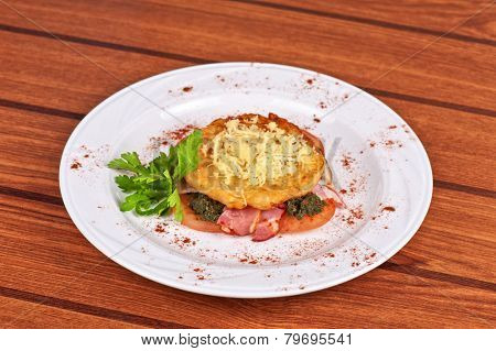 Roast pork  with vegetables and bakon