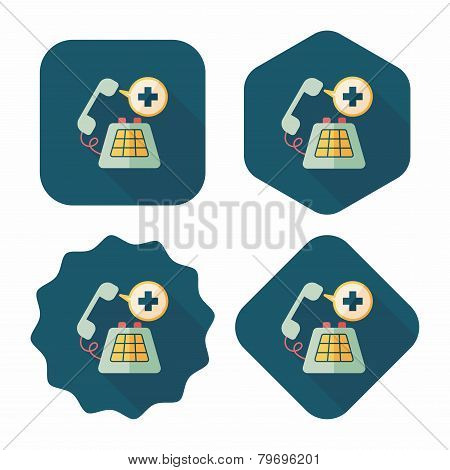 Emergency Call Flat Icon With Long Shadow