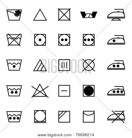 Fabric Care Sign And Symbol Icons On White Background