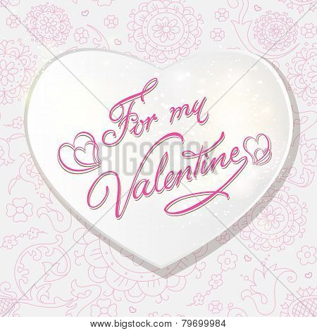 White paper heart Valentines day card