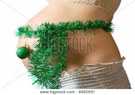 Barriga com decorações de Natal
