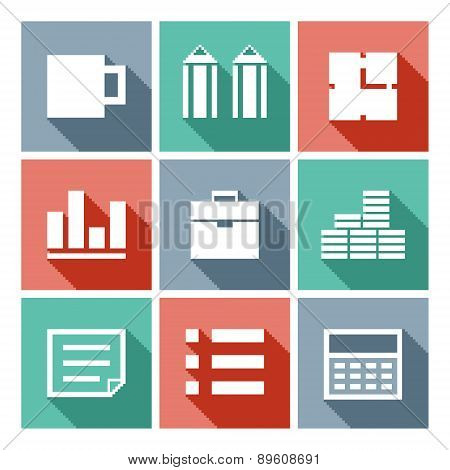 Pixel art bisiness icons
