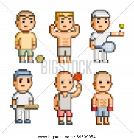 Pixel art collection athletes