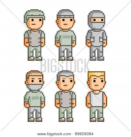 Pixel art collection soldiers