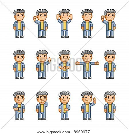 Pixel art collection of different emotions