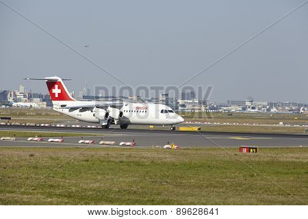 Frankfurt Airport - Avro Rj100 Of Swiss International Air Lines Takes Off