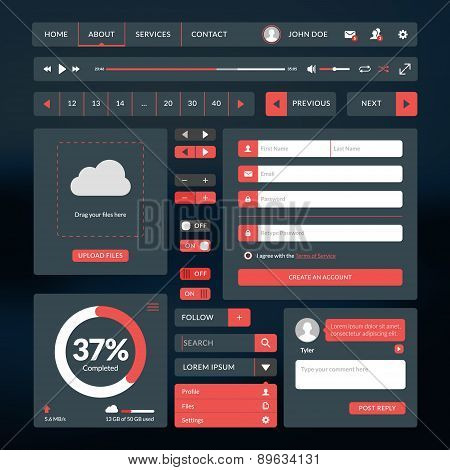 Set Of Flat Design Ui Elements For Website And Mobile Applications