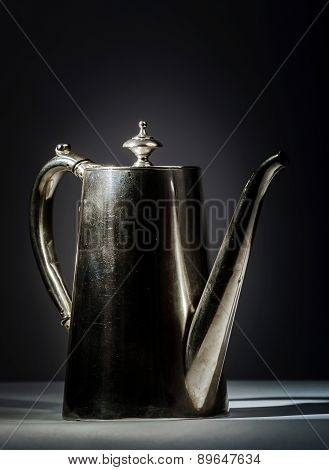 Retro Steel Teapot. Vintage Style In Interior Decor