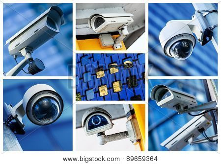 Collage Of Security Camera And Urban Video