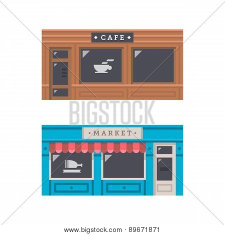 Shop Front Facade Flat Design