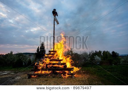 Big Walpurgis Night Fire With Witch