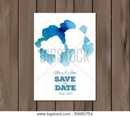 Vector save the date wedding invitation with watercolor elements