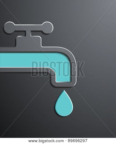 Faucet With A Drop Of Water. Flat Graphics