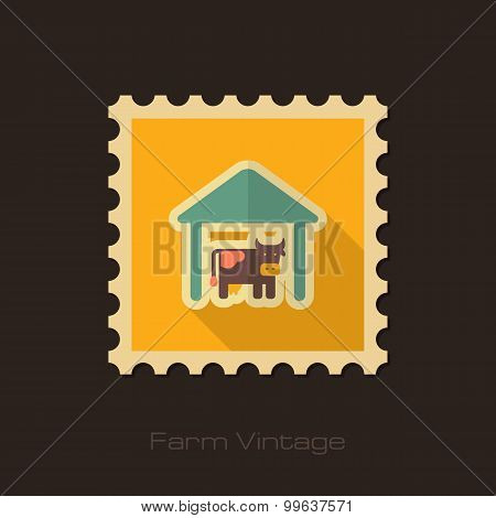 Cowshed Retro Flat Stamp With Long Shadow