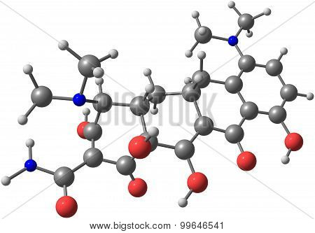 Minocycline molecule isolated on white
