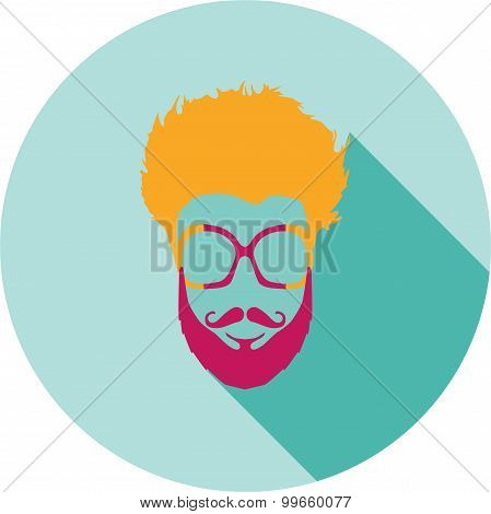 Super hero mask glasses, beard, hair. Flat style avatar icon