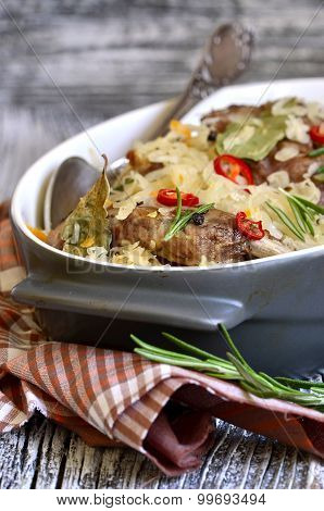 Pork Ribs Stewed With Sour Cabbage.