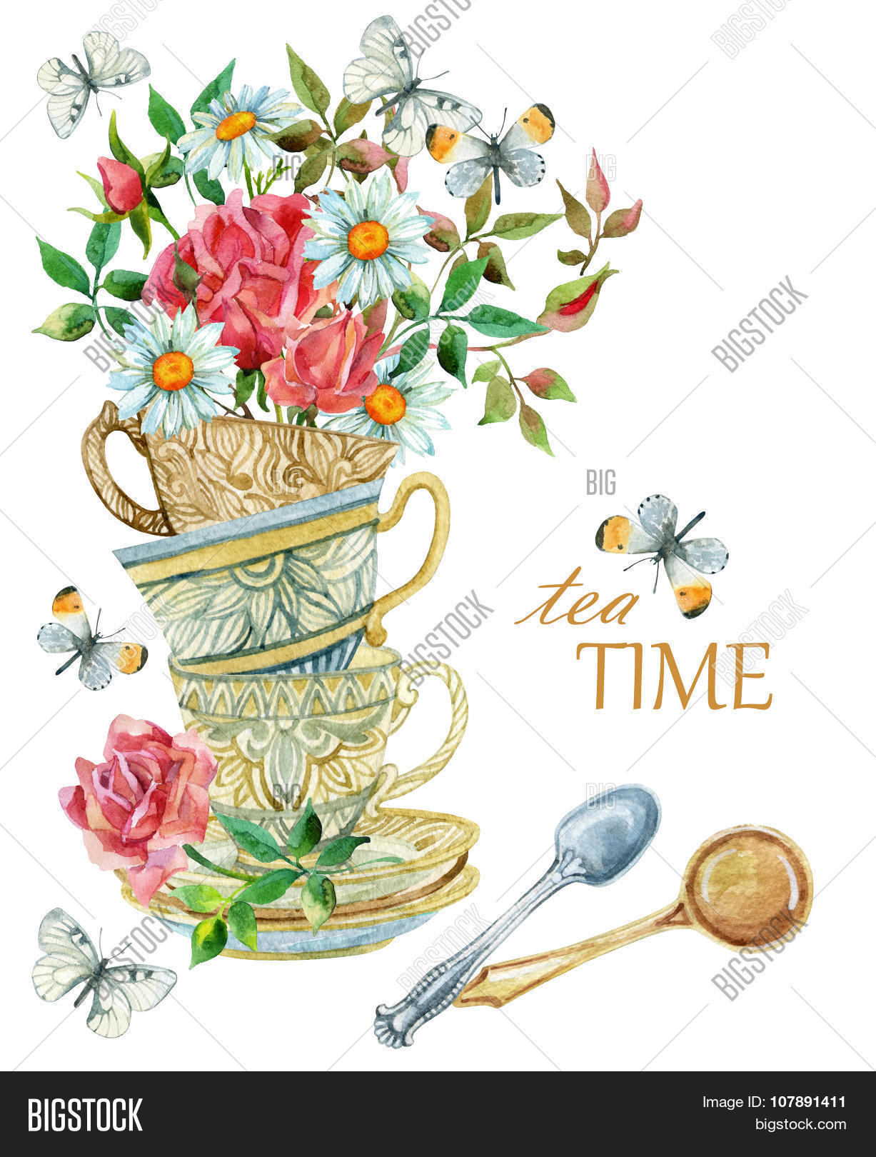 Watercolor Tea Cups Image & Photo (Free Trial) Bigstock