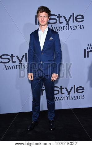 LOS ANGELES - OCT 26:  Ansel Elgort arrives to the InStyle Awards 2015  on October 26, 2015 in Hollywood, CA.                