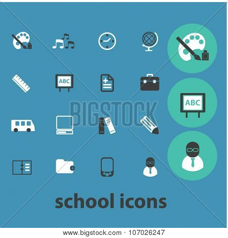 school, learning, education, icons, signs vector concept set for infographics, mobile, website, application
