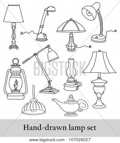 Hand-drawn lamp set