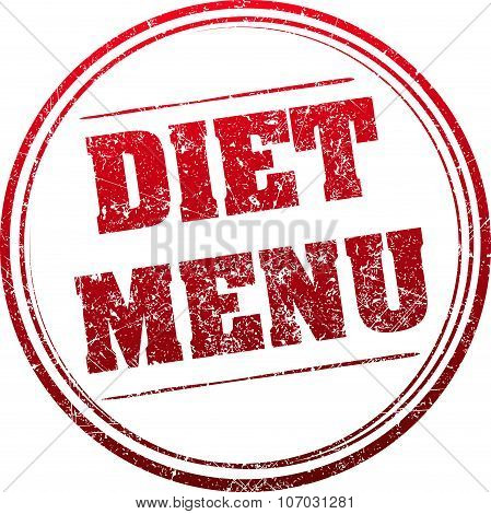 Abstract Red Grunge Rubber Stamp With Caption Diet Menu