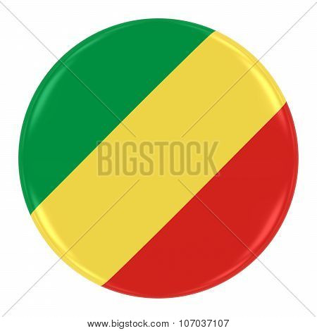 Congolese Flag Badge - Flag Of The Republic Of The Congo Button Isolated On White