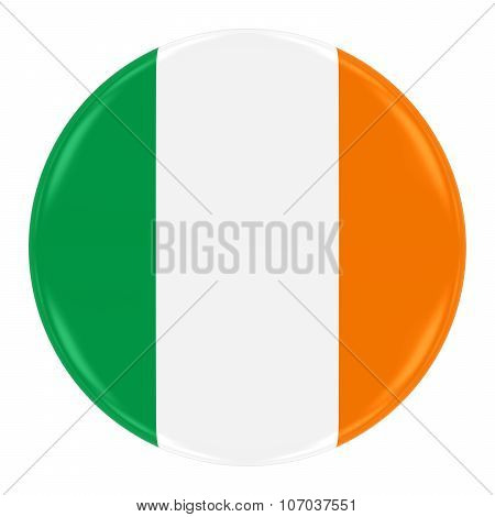Irish Flag Badge - Flag Of Ireland Button Isolated On White