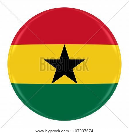 Ghanaian Flag Badge - Flag Of Ghana Button Isolated On White