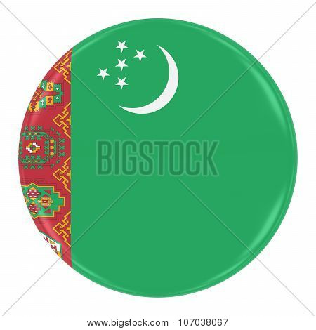 Turkmenistani Flag Badge - Flag Of Turkmenistan Button Isolated On White