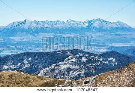 View Of The High Tatras From The Low Tatras, Travelling Theme, Natural Seasonal Scene