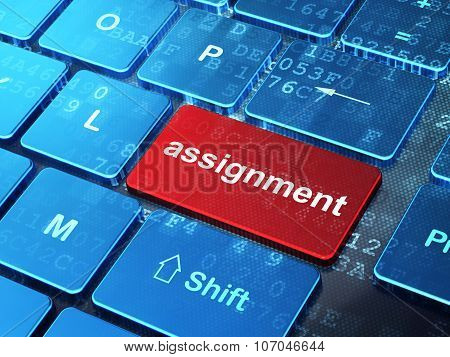 Law concept: Assignment on computer keyboard background
