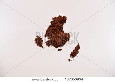 Coffee in the shape of Australia/Oceania