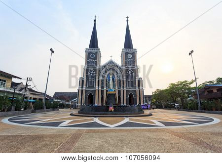 Chanthaburi province, Thailand - March 22 : Catholic Church during sunrise at  on March 22, 2015 in