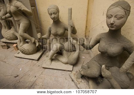 Raw Figure Of Hindu Goddess Saraswati