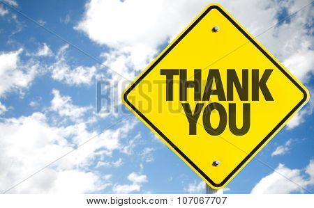 Thank You sign with sky background