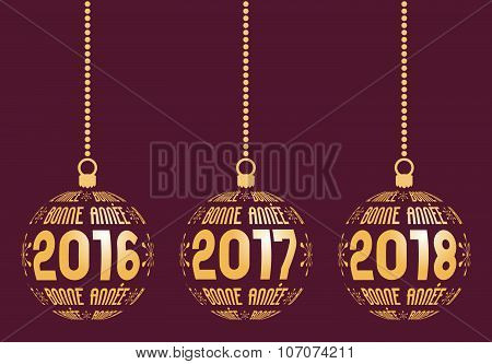 French New Year elements for years 2016-2018
