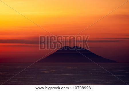 Stromboli Volcano At Sunset