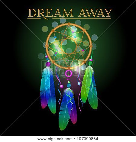 Vector illustration of dream catcher, native american poster
