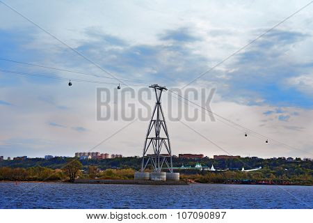 Cable Railway Above Volga River In Nizhny Novgorod