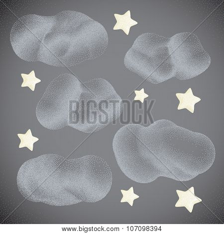 Stars with Clouds. Night Sky