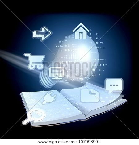 light bulb and book