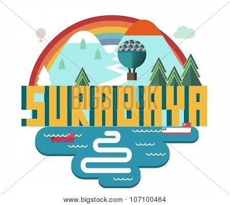 Surabaya beautiful city in world. Vector illustration