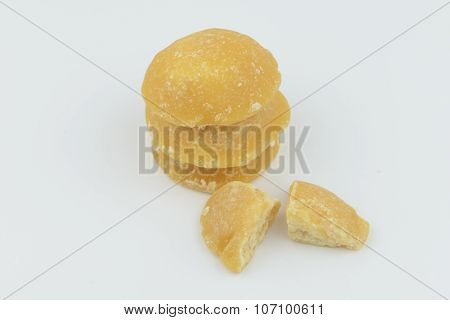 Lump Of Palm Sugar, Jaggery, Isolate Background