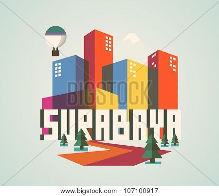 Surabaya beautiful city in world. Vector illustration