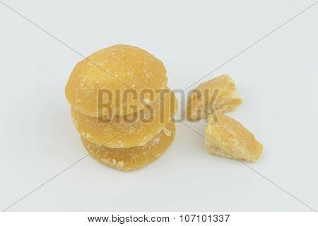 Lump Of Palm Sugar, Jaggery, Isolate Background